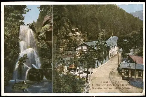 Ansichtskarte Lichtenhain-Sebnitz Lichtenhainer Wasserfall, Hotel 2 Bild 1924
