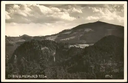 Ansichtskarte Oybin Blick auf Hochwald/Hvozd - Baude, Fotokarte 1927