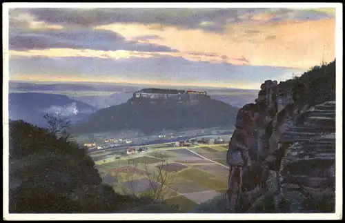 Königstein (Sächsische Schweiz) Festung  Photochromie Stimmungsbild 1916