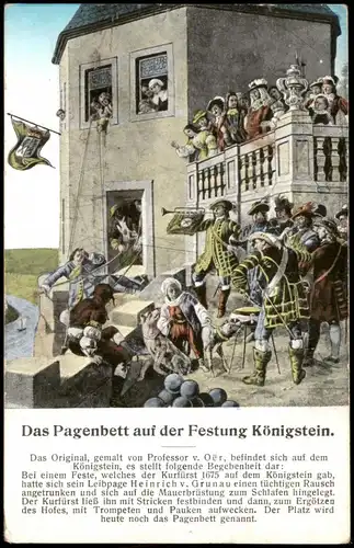 Königstein Sächsische Schweiz Pagenbett Festung Königstein Künstlerkarte 1909