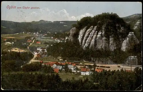 Oybin Panorama vom Töpfer gesehen 1923   mit Inflations-Frankatur 400 Mark