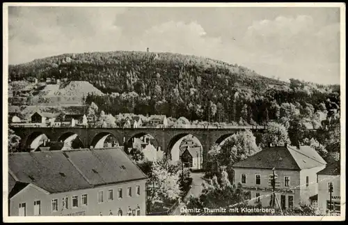 Ansichtskarte Demitz-Thumitz Zemicy-Tumicy Stadt, Viadukt 1938