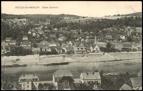 Ansichtskarte Pötzscha-Wehlen Blick auf die Stadt 1912
