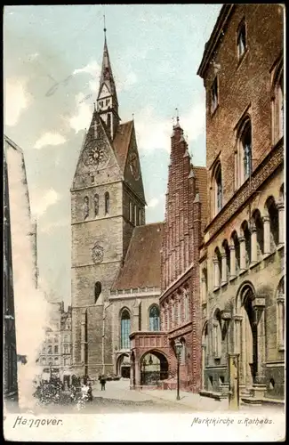Ansichtskarte Hannover Marktkirche - Straße 1909