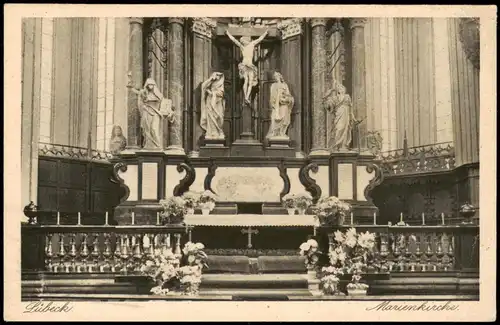 Ansichtskarte Lübeck Marienkirche - Altar 1928