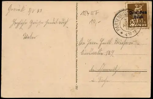 Ansichtskarte Garmisch-Partenkirchen Partnachklamm 1921