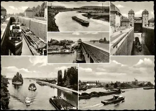 Ansichtskarte Minden Mehrbild - Schleusen und Schiffe 1968