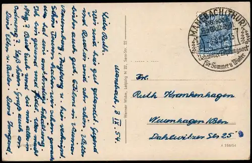 Ansichtskarte Manebach-Ilmenau Panorama-Ansicht Totalansicht 1954