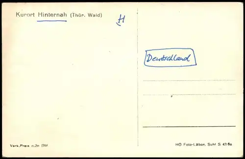 Ansichtskarte Hinternah Panorama-Ansicht; Ort Thüringer Wald 1960