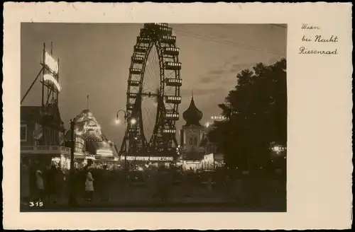 Ansichtskarte Wien Prater, Riesenrad bei Nacht 1929