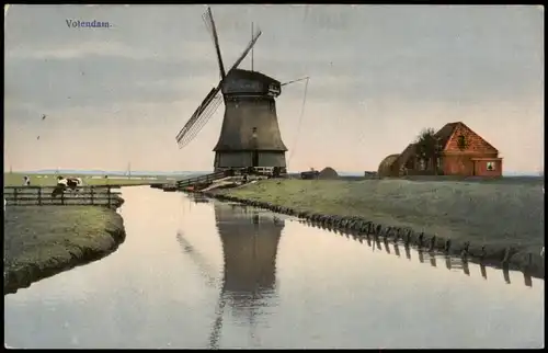 Postkaart Volendam-Edam-Volendam Windmühle 1916