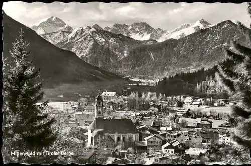 Ansichtskarte Mittenwald Stadt im Winter, Fotokarte 1958