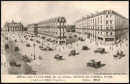 CPA Paris HÔTEL. DES ETATS-UNIS, 16, rue d'Antin, 1912