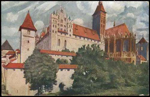 Marienburg Malbork Schloss/Ordensburg Marienburg - Künstlerkarte 1922