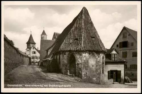 Ansichtskarte Dinkelsbühl Kapuzinerweg mit Dreikönigskapelle 1930
