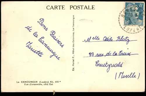 CPA La Canourgue ( Lozère) Vue d'ensemble, côté Est 1952