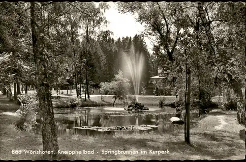Ansichtskarte Bad Wörishofen Kneippheilbad - Springbrunnen im Kurpark 1965
