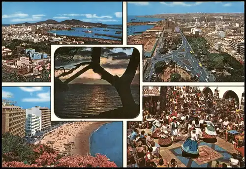 Las Palmas de Gran Canaria Mehrbild: Trachten, Hotels, Strand 1978