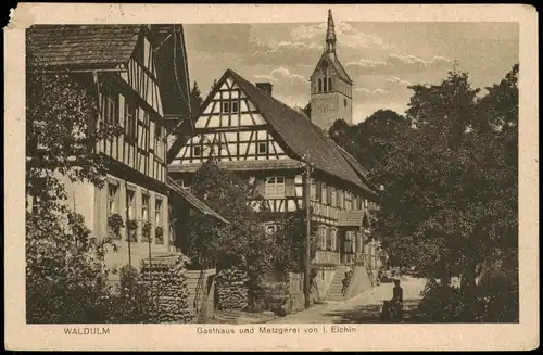 Ansichtskarte Waldulm-Kappelrodeck Gasthaus Metzgerei I. Eichin 1934  gel. 1963