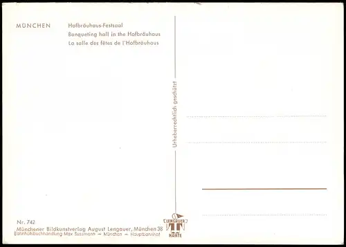 Ansichtskarte München Hofbräuhaus Innenansicht mit Festsaal 1971