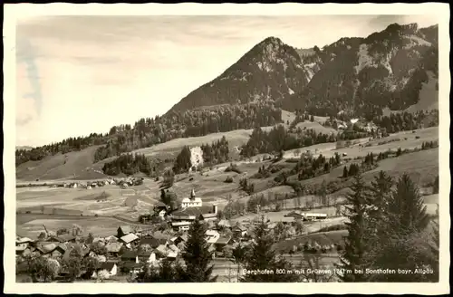 Grünten Berghofen 800 m mit Grünten 1747m bei Sonthofen bayr, Allgäu 1965