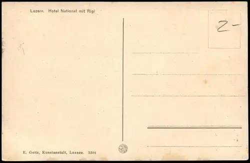 Ansichtskarte Luzern Lucerna Hotel National mit Rigi 1910