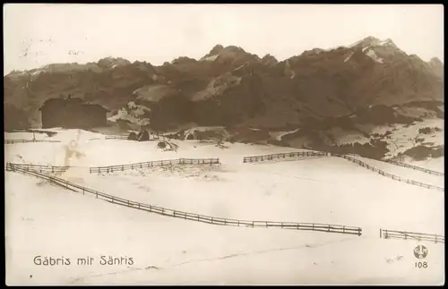 Ansichtskarte Schwende Gäbris mit Säntis Schweizer Alpen Berge 1925