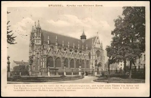 Brüssel Bruxelles Eglise, Kirche   Kleinen Sand 1916   1. Weltkrieg Feldpost