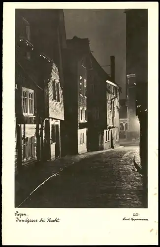 Ansichtskarte Siegen Hundgasse bei Nacht 1950