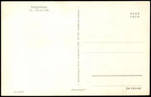 Ansichtskarte Ohrdruf Steigerhaus Wald-Gaststätte Außensitz 1960