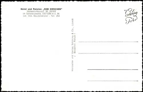 St. Peter (Hochschwarzwald)  Hotel und Pension „ZUM HIRSCHEN" Autos 1962