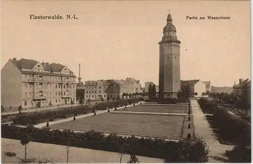 Ansichtskarte Finsterwalde Grabin Wasserturm, Häuser, Straße 1917