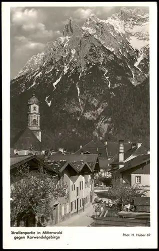 Ansichtskarte Mittenwald Straßenpartie 1952