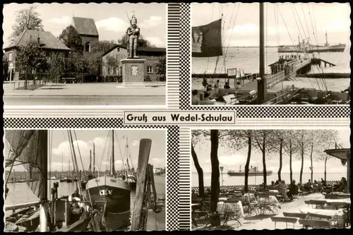 Ansichtskarte Schulau-Wedel Mehrbild - Hafen, Fähre 1961