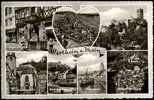 Ansichtskarte Wertheim Stadtansichten: Brunnen, Tauberpartie 1963