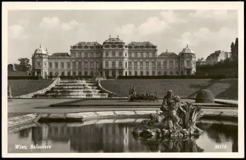 Ansichtskarte Wien Schloss Belvedere Park Teichanlage 1940