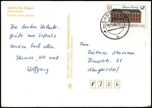 Sassnitz Saßnitz Fischereihafen Ansichtskarte 1987