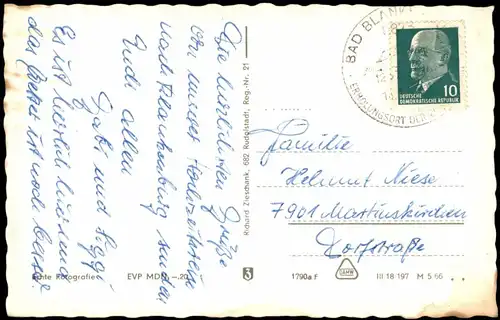 Ansichtskarte Bad Blankenburg DDR Mehrbildkarte mit 3 Ortsansichten 1966