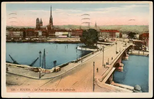CPA Rouen Le Pont Corneille et la Cathédrale 1936
