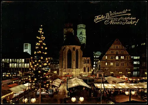 Ansichtskarte Stuttgart Schillerplatz Weihnachtsmarkt 1982