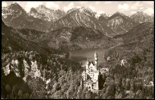 Schwangau Schloss Neuschwanstein Hohenschwangau Alpen Blick 1959