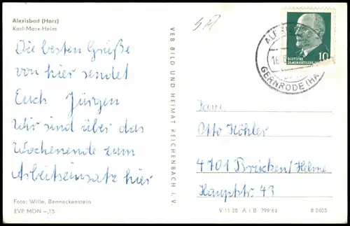 Ansichtskarte Alexisbad-Harzgerode Partie am Karl-Marx-Heim 1964