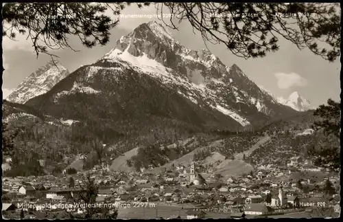 Mittenwald Panorama-Ansicht gegen Wetterstein-Gebirge Alpen 1960