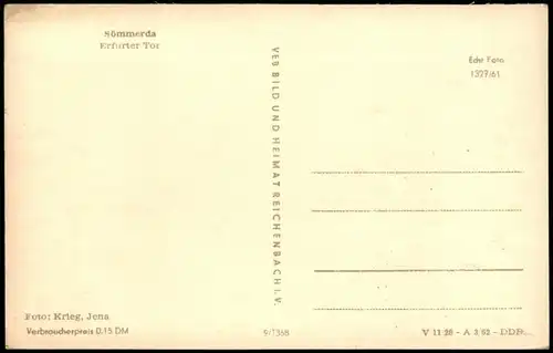 Sömmerda Stadttor, Erfurter Tor, Strassen Partie, Autos 1961/1962