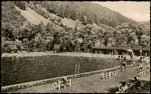 Ansichtskarte Mellenbach-Glasbach Freibad Schwimmbad 1960
