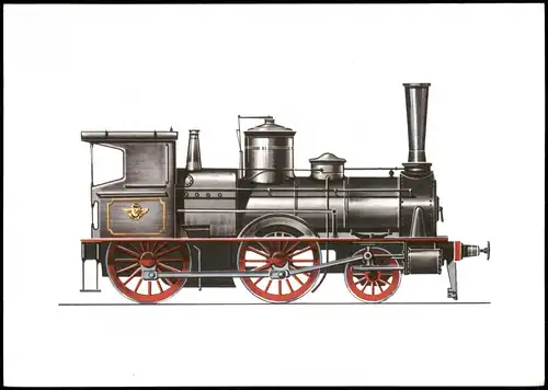 Reisezug-Lokomotive Bauart Strousberg (1871) nach Zeichnung Swoboda 1973
