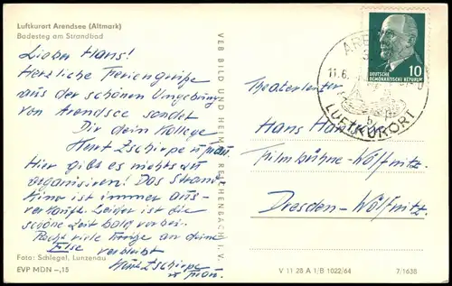 Arendsee (Altmark) Strandbad belebter Badesteg zur DDR-Zeit 1964