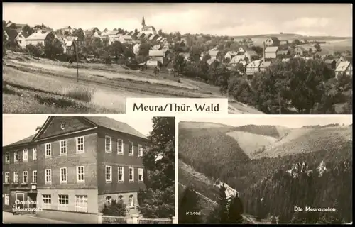 Ansichtskarte Meura DDR Mehrbildkarte mit 3 Ortsansichten 1961