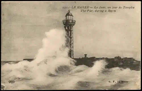 CPA Le Havre La Jetée, un jour de Tempête 1922