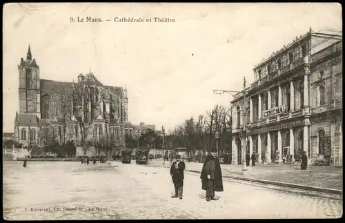 CPA Le Mans Straßen Ansicht, Cathédrale et Théâtre 1910